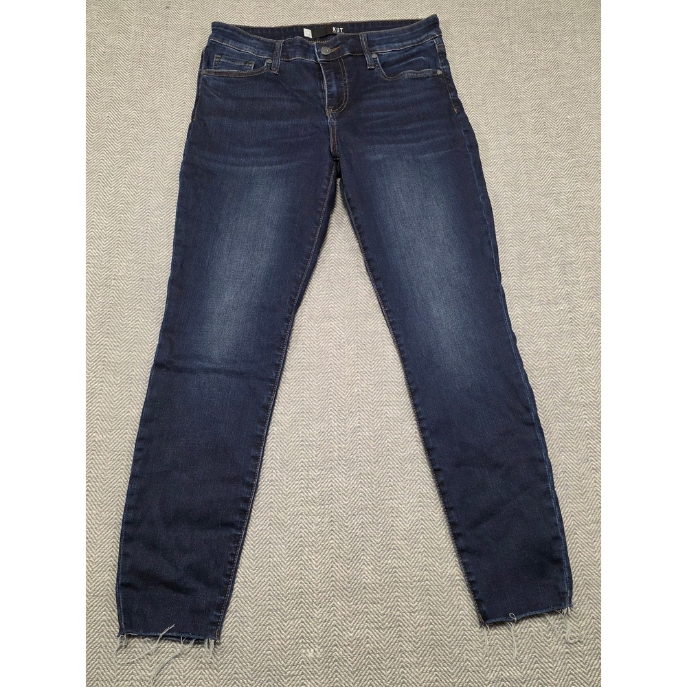 Kut from the Kloth Connie Ankle Skinny Jeans Dark Wash Raw Hem‎ Size 8 KP0504MD2